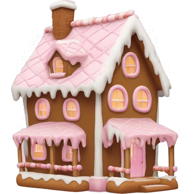 Ginger bread house with light pink touches emoji