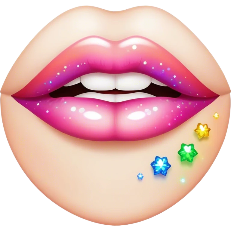 rainbow sparkles on lush, full lips. Lips only emoji