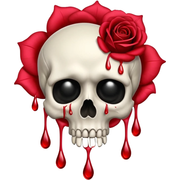 a weeping rose with a skull for a flower, tears or drips from petals emoji