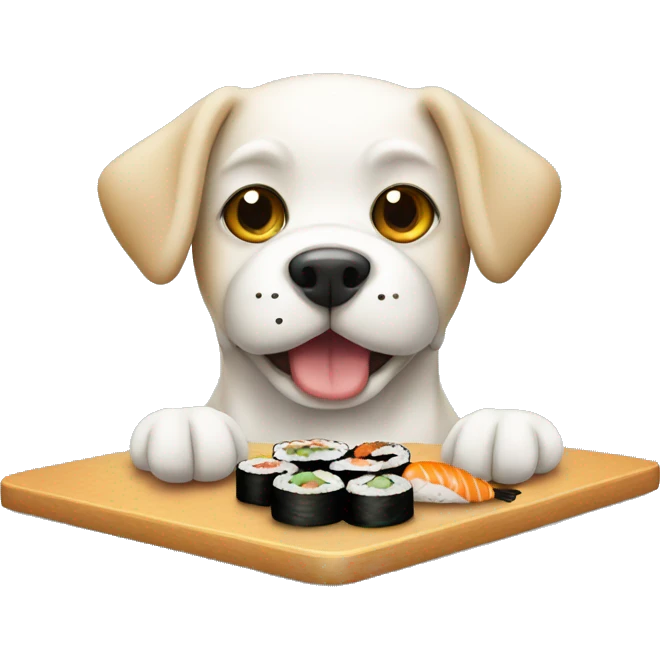 A dog eating sushi  emoji