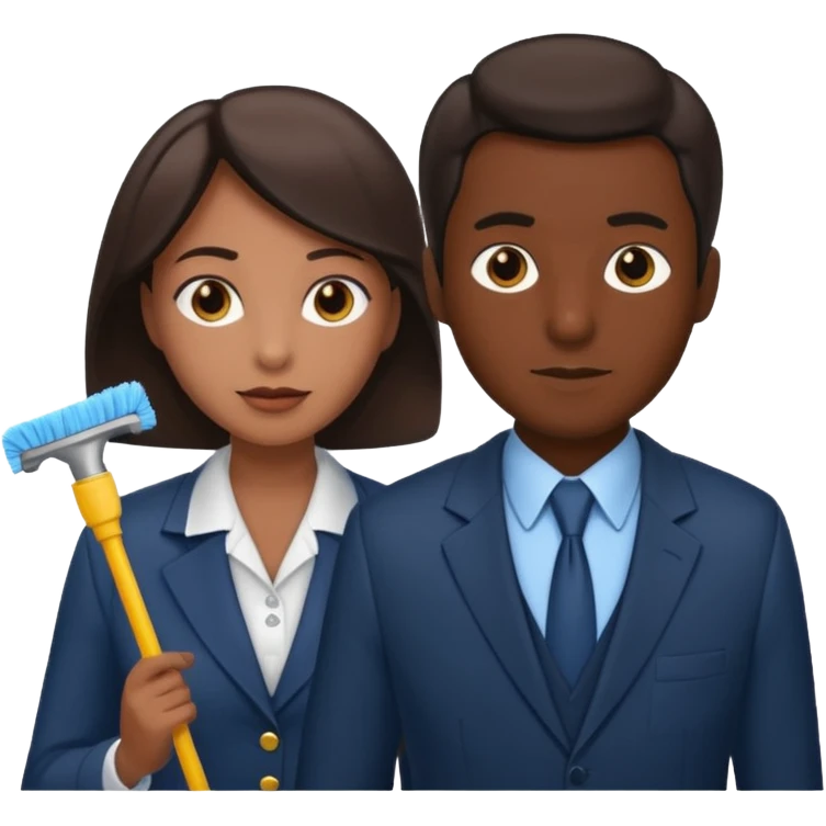 a Detective man is interviewing a cleaning Lady  emoji