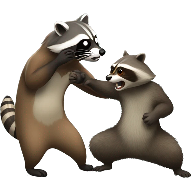 A raccoon fighting with an otter emoji