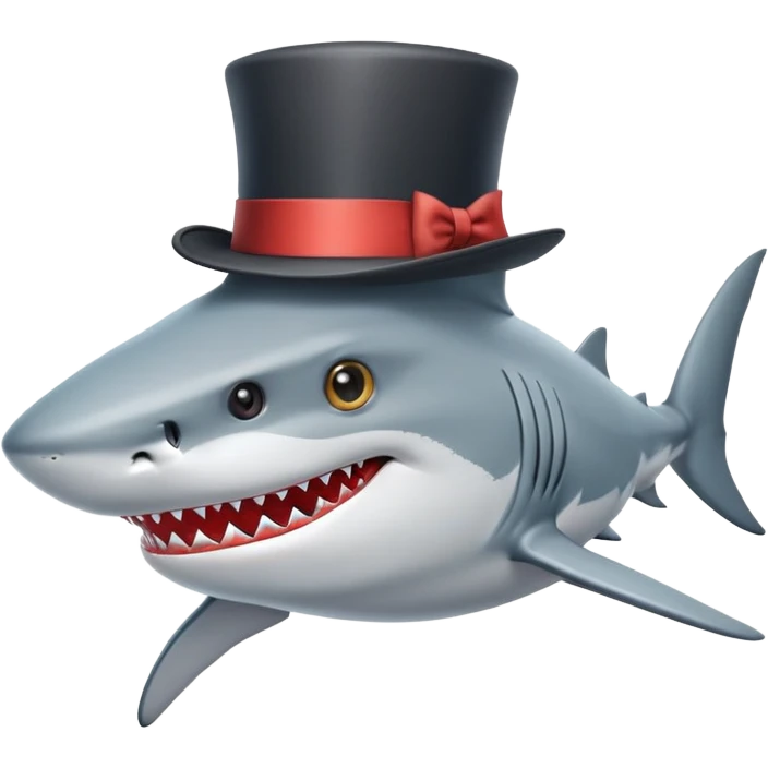 Shark with a top hat emoji