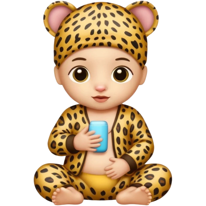 human baby with leopard patterned clothes emoji