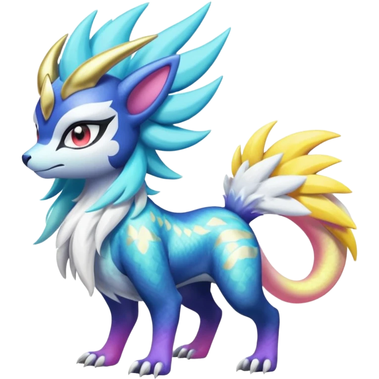 Shiny Sunny furry neon colorful scaly painted Asian pastel-gradient Absol-Meloetta-Solgaleo-Luxray-Suicune-fusion emoji