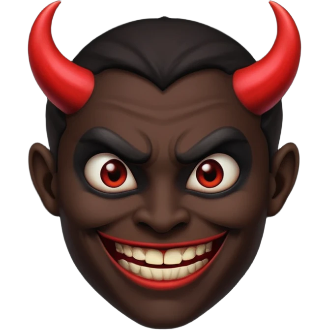 evil person with devilish smile and black face emoji