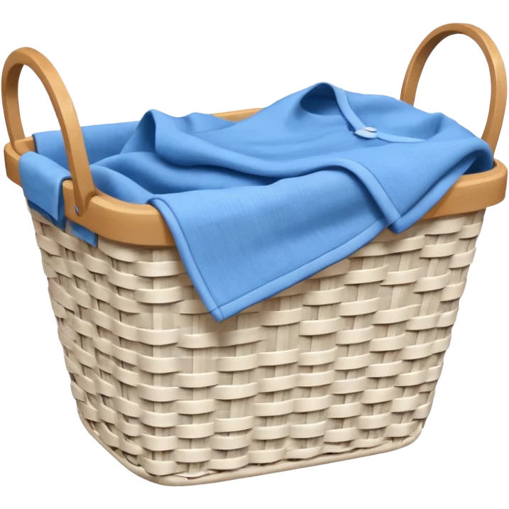 white LAUNDRY BASKET WITH FOLDED blue CLOTHES emoji