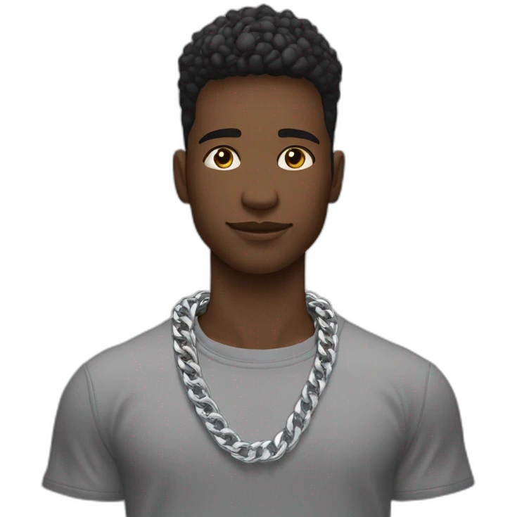 Joven con Edgar fade con 2 pulseras de Plata en las 2 manos y una cadena en el cuello de plata emoji