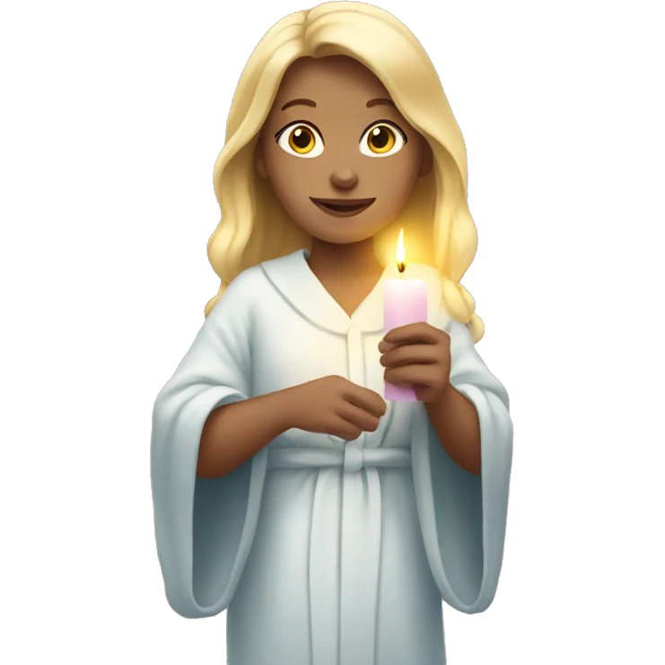 Blonde girl holding candle wearing robe emoji