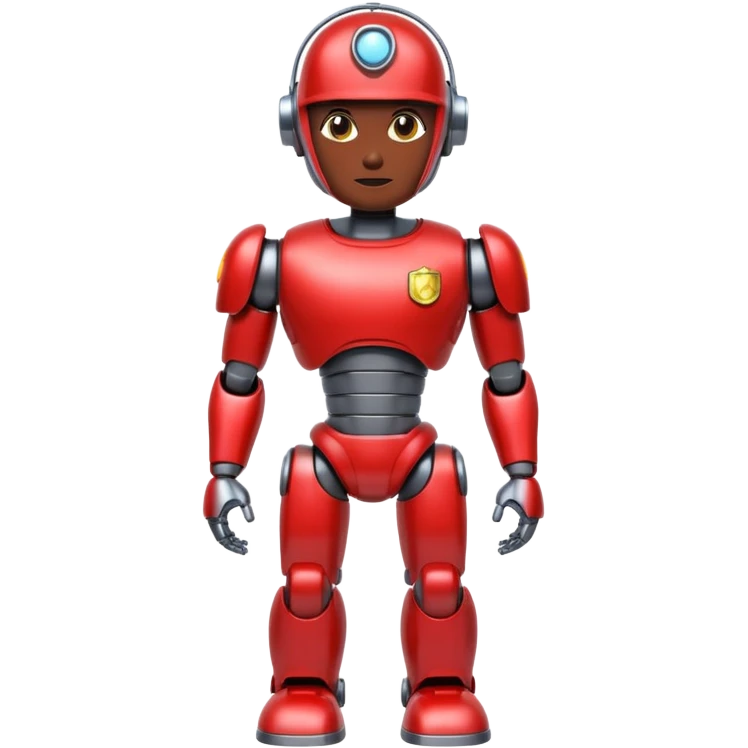 shiny muscular robot with a red police light head, 3/4 perspective, emoji style emoji