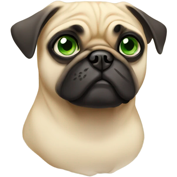 Tan pug with green eyes and tan muzzle emoji
