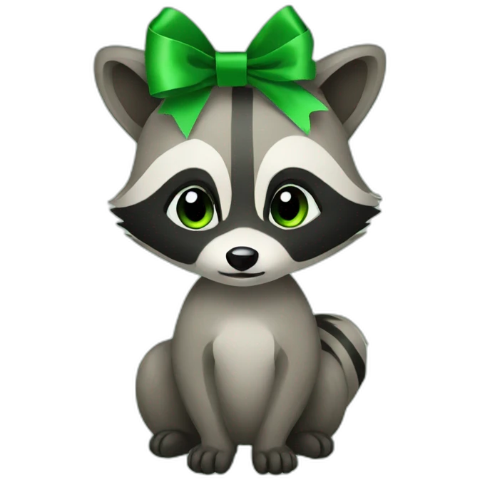 a Raccoon with a green ribbon emoji