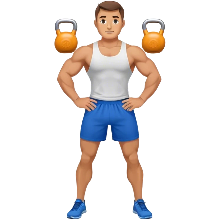 strong man with blue shorts holding kettlebell emoji