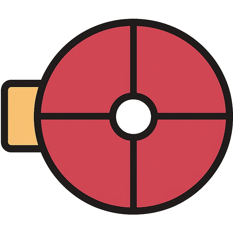 technical icon of desiccant rotor, deep red body, face split into 4 equal parts, white background emoji