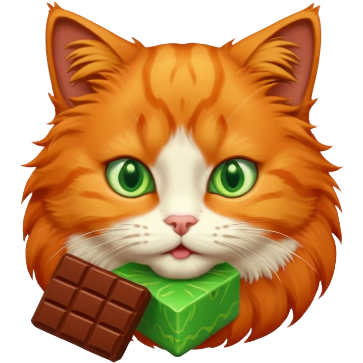 Orange cat eating chocolate emoji