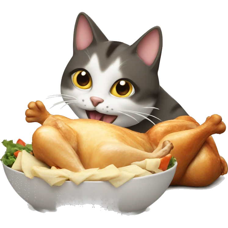 cat eating roast chicken emoji