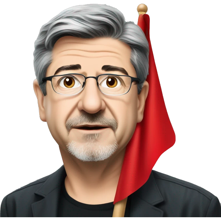 Jean Luc melenchon with a red flag emoji