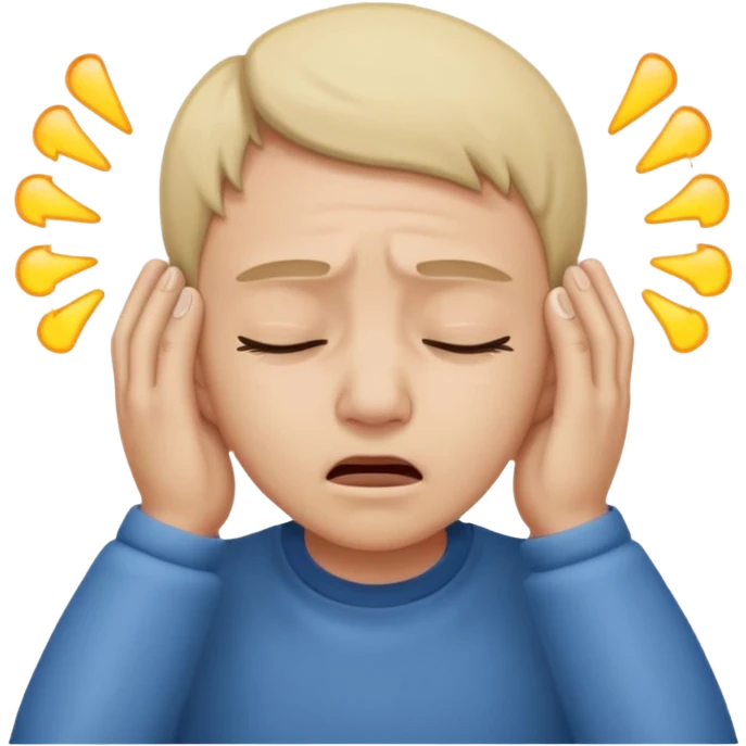 person covering ears, wincing in pain because the sound is terribly loud and hurting ears emoji