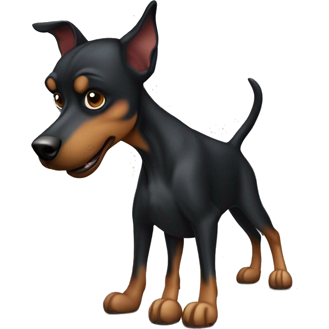Kleiner Pinscher reitet auf großem schwarzen Pferd  emoji