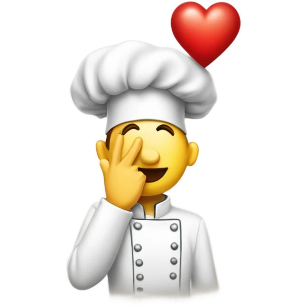 An emoji-style hand performing the classic 'chef's kiss' gesture, a universally recognized expression of perfection, accompanied by a vibrant red heart near the fingertips to symbolize affection, admiration, or approval emoji