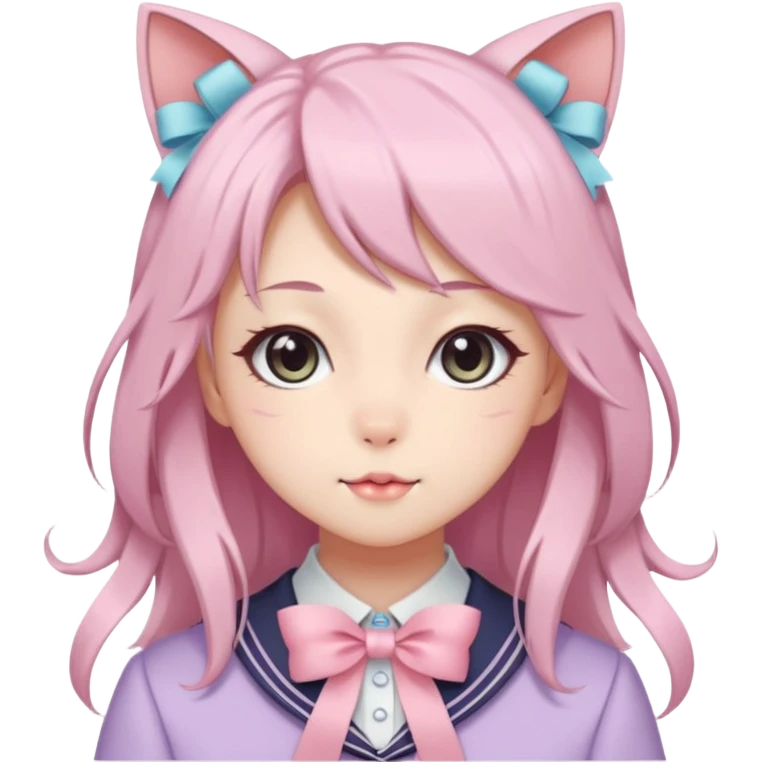 Gorgeous Kawaii Cute Beautiful Elegant Pretty Pastel Anime Catlady with ribbons emoji