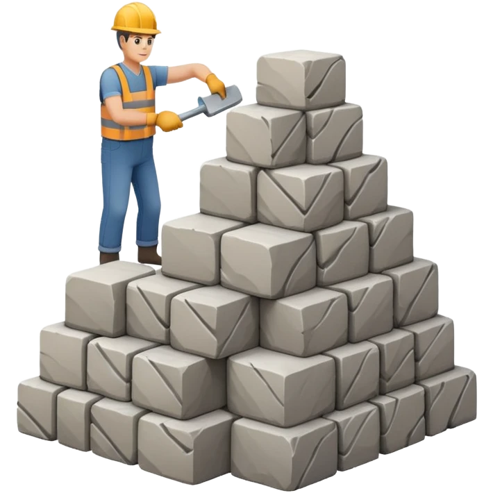 early building construction, stone blocks being placed emoji