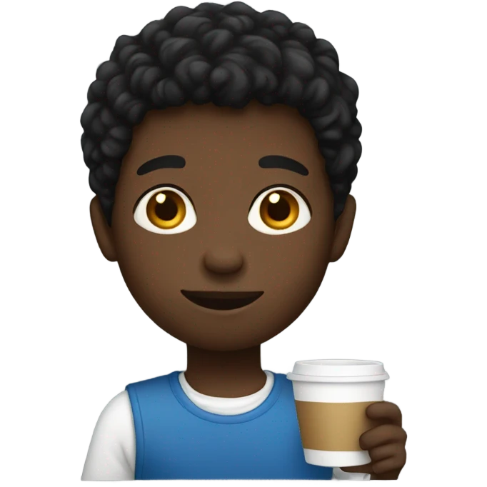 Black boy holding a cup emoji