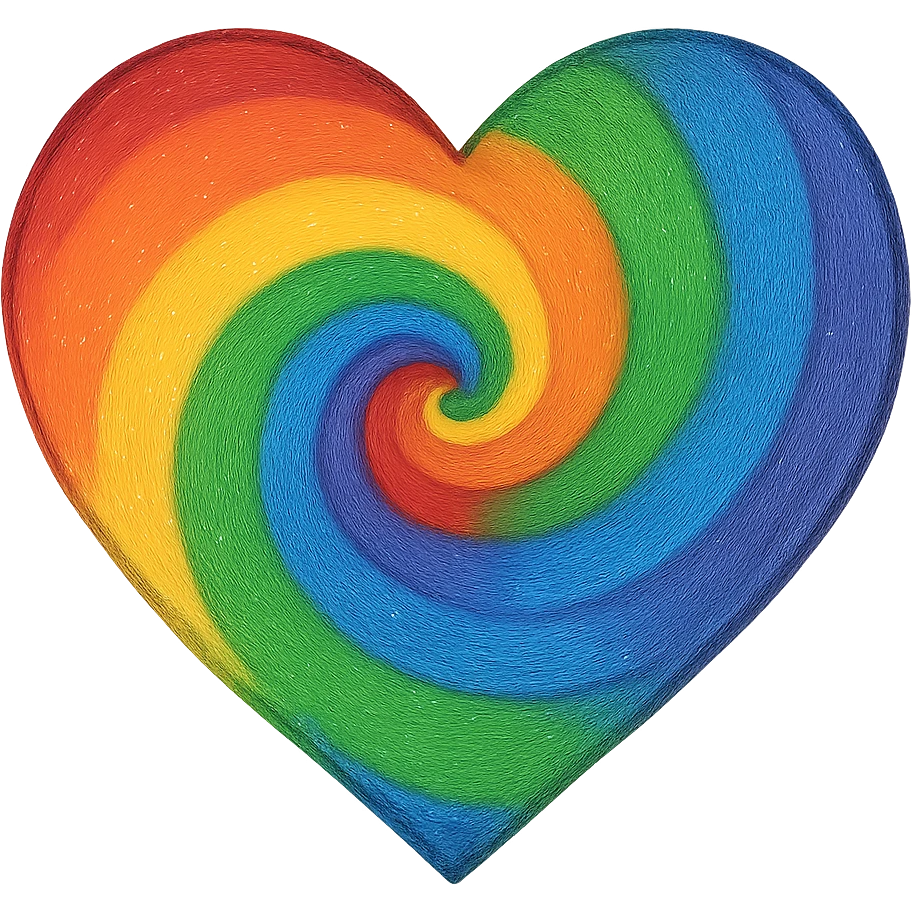 heart with a rainbow swirl, digital illustration, no background emoji