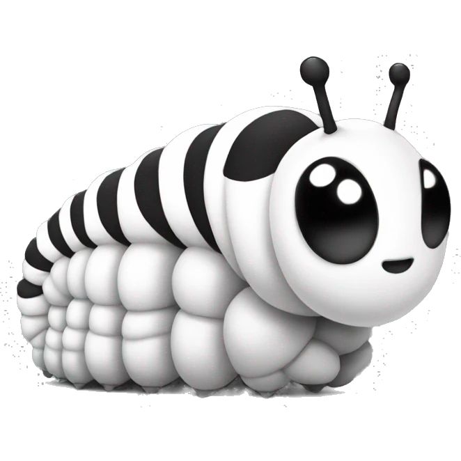 caterpillar in the color black and white like the Brittany  emoji