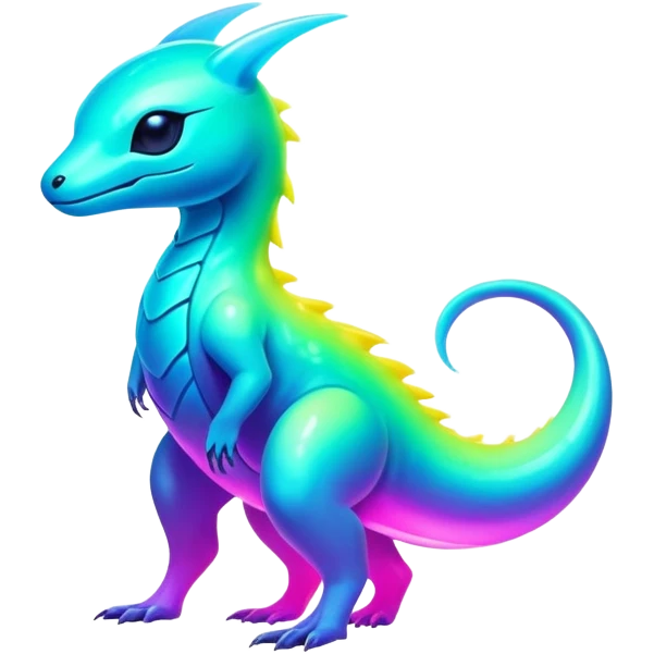 Exotic futuristic lush warm-colored neon Fakémon-Fionbri-creature emoji