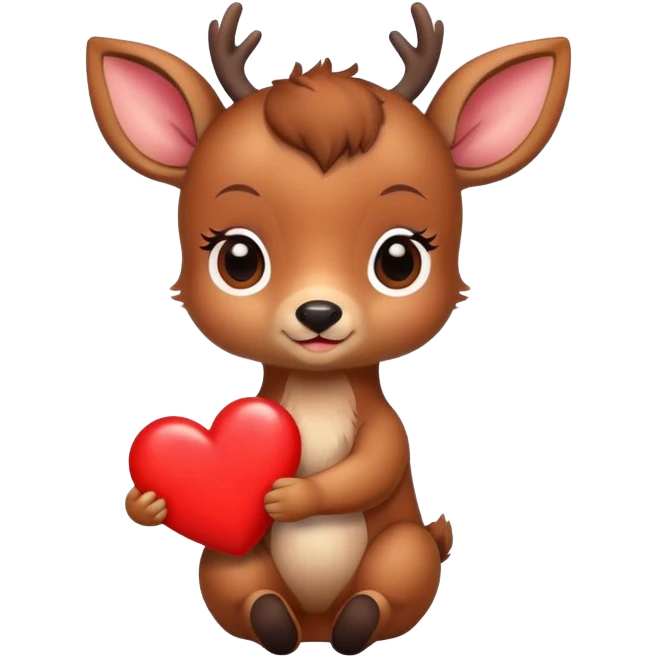 Cute baby deer holding a heart emoji