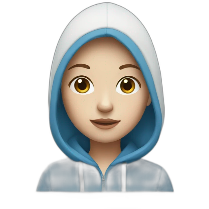 White skin girl in Blue hoodie emoji