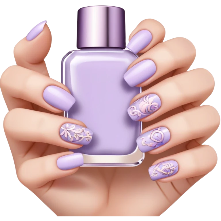 lilac pastel manicure with nail art designs emoji