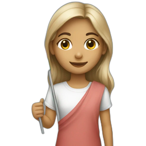 A 10 year old girl holding Kuwait flag  emoji