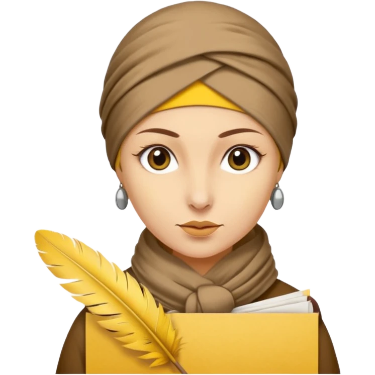 truthahnvogel with headscarf (no human) holding yellow paper emoji