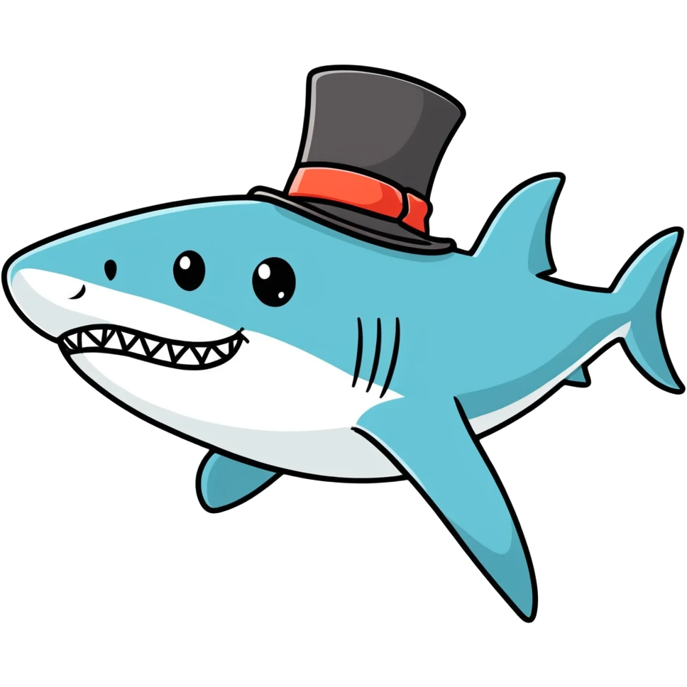 Shark with a top hat emoji