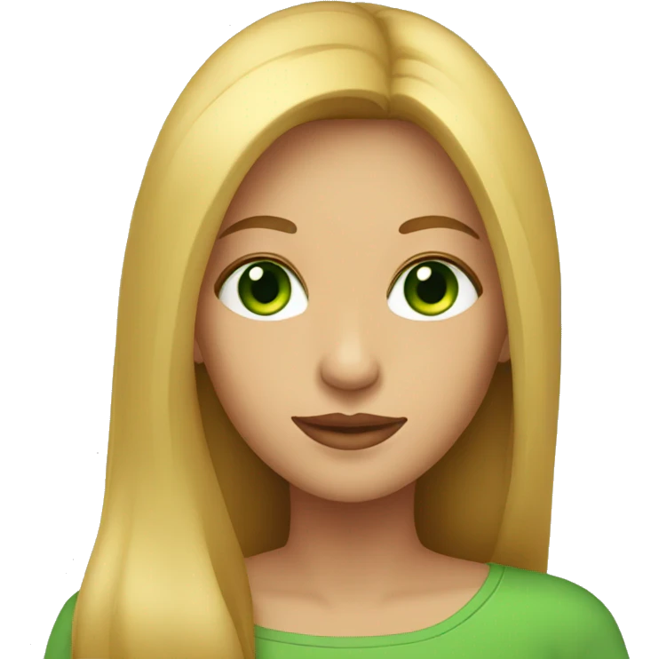Light woman with long hair red with green eyes emoji
