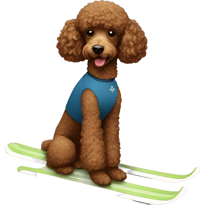 Brown poodle skiing emoji