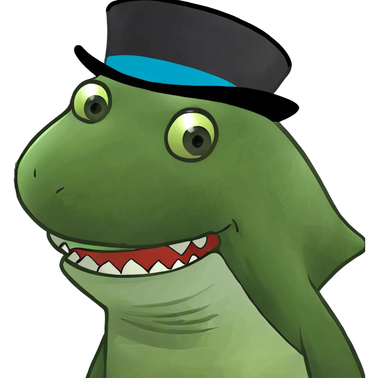 Shark with a top hat emoji