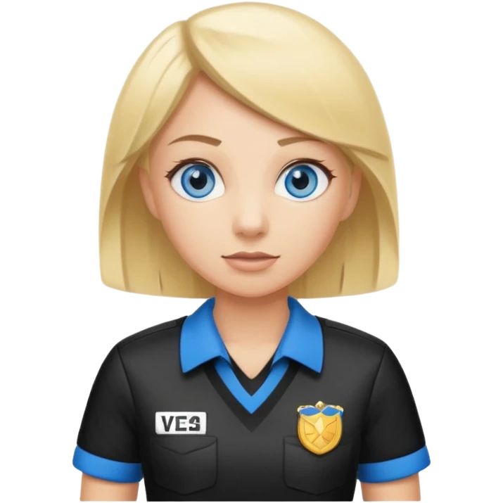 blue eyes blonde girlIN REFEREE UNIFORM STANDING UP  emoji
