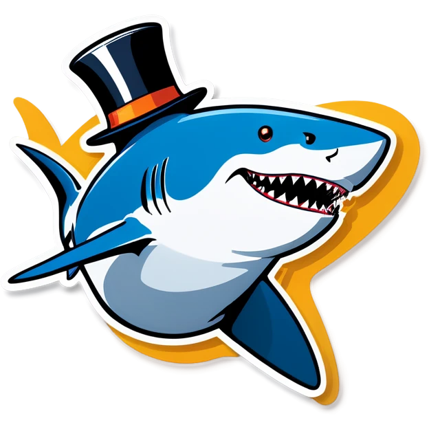 Shark with a top hat emoji
