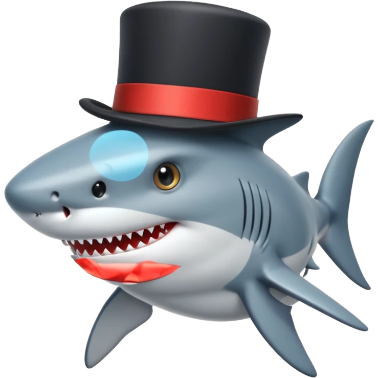 Shark with a top hat emoji