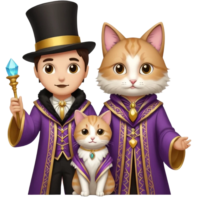 magician couple and their pet cat emoji