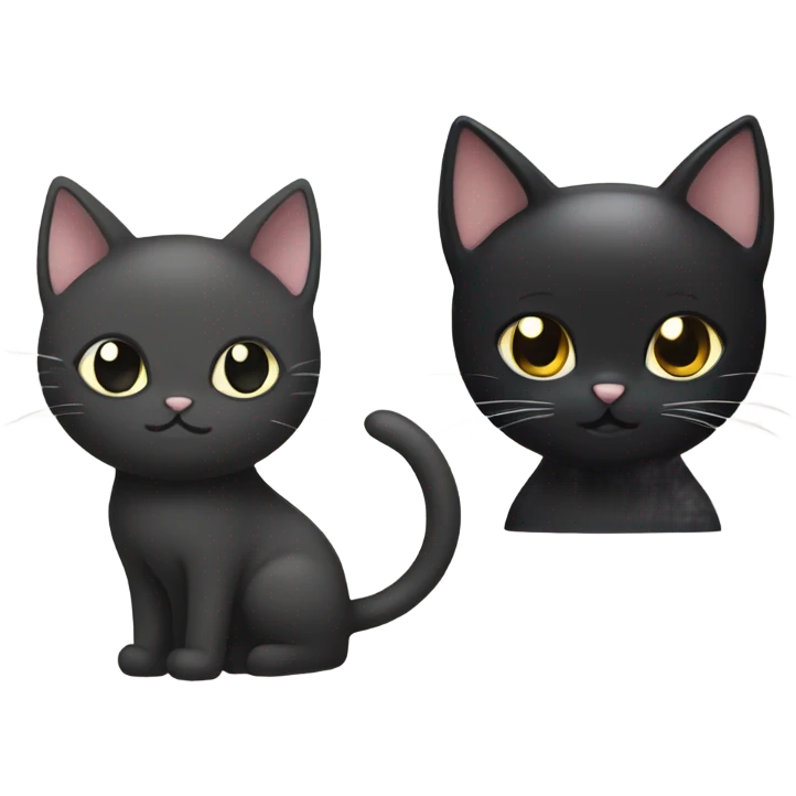 black cat and white cat kawaii style  emoji
