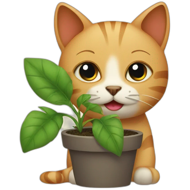 Cat with plant emoji