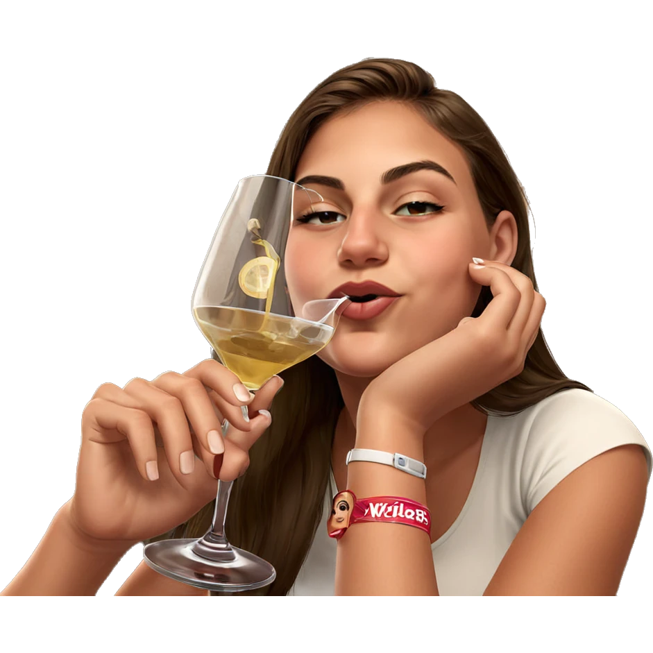 girl enjoying a drink emoji