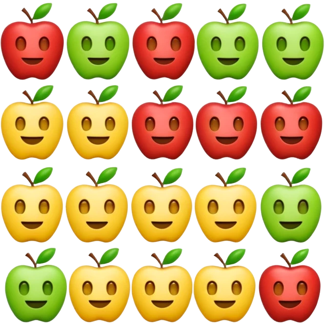 the text 'Emoji.sh' with each letter as a different colorful and lively apple emoji emoji