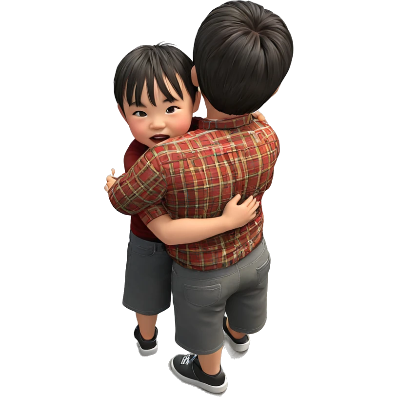 boys hugging from above emoji