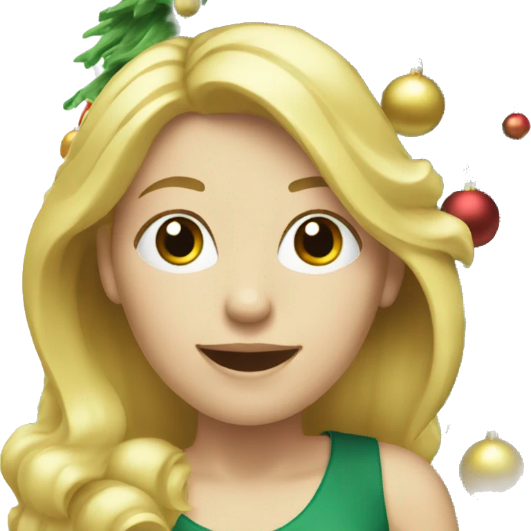 Blond white women decorating a Christmas tree emoji