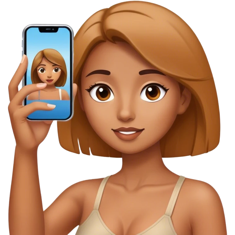 girl taking selfie with phone emoji